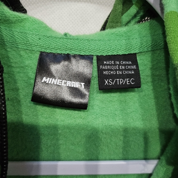 Minecraft Face Cover Hoodie Zip Up Jacket Green 60% Cotton 40% Polyester Sz XS - Picture 5 of 6